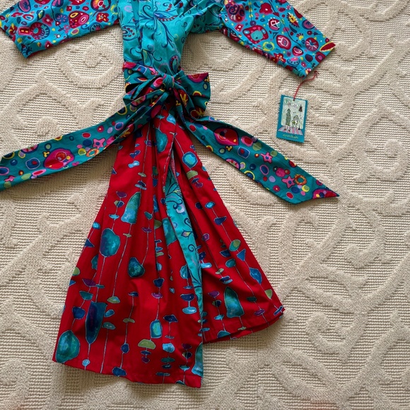 NWT🩷UPPSEE DAISEES SNEEKEE PEEKEE PATTERNED COTTON KIMONO ROBE SIZE MEDIUM - Picture 2 of 14